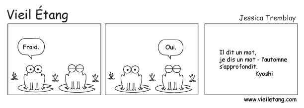 Je dis un mot / il dit un mot - l'automne / s'approfondit. - Un haiku de Kyoshi illustre par www.vieiletang.com