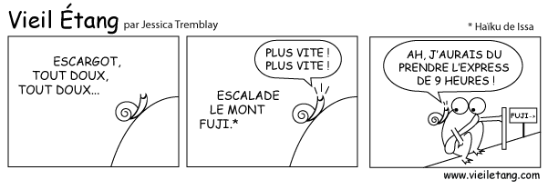 Escargot, tout doux, tout doux, escalade le Mont Fuji (Issa)